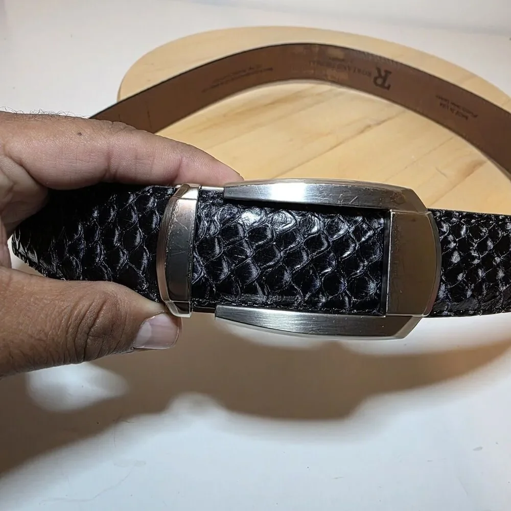 Nexbelt Rowland Thomas Serpent Collection Embossed Black Python Look Men Size 35